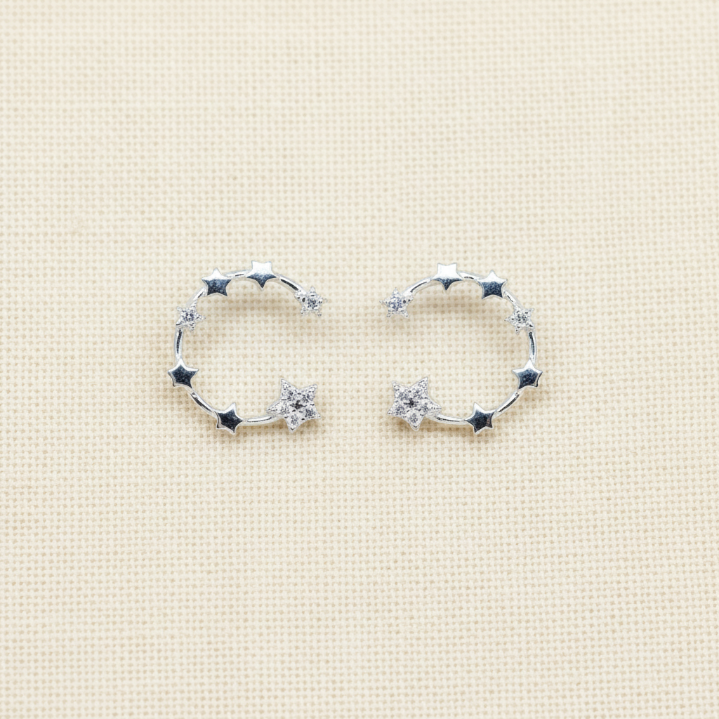 Star Circle Stud Earrings - pixi daisy