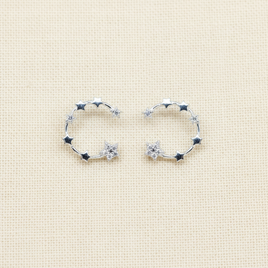 Star Circle Stud Earrings - pixi daisy