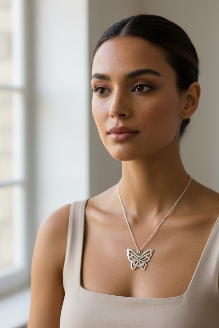 Sterling Silver Butterfly Necklace from Pixi Daisy