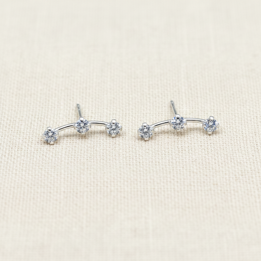 Three Crystal Bar Stud Earrings from pixi daisy