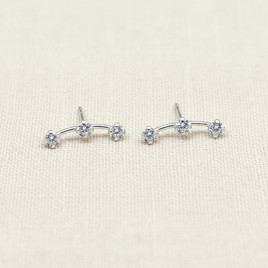 Three Crystal Bar Stud Earrings from pixi daisy