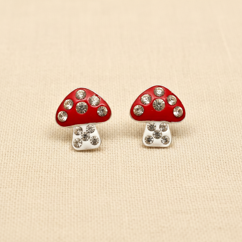 Toadstool Crystal Stud Earrings from pixi daisy