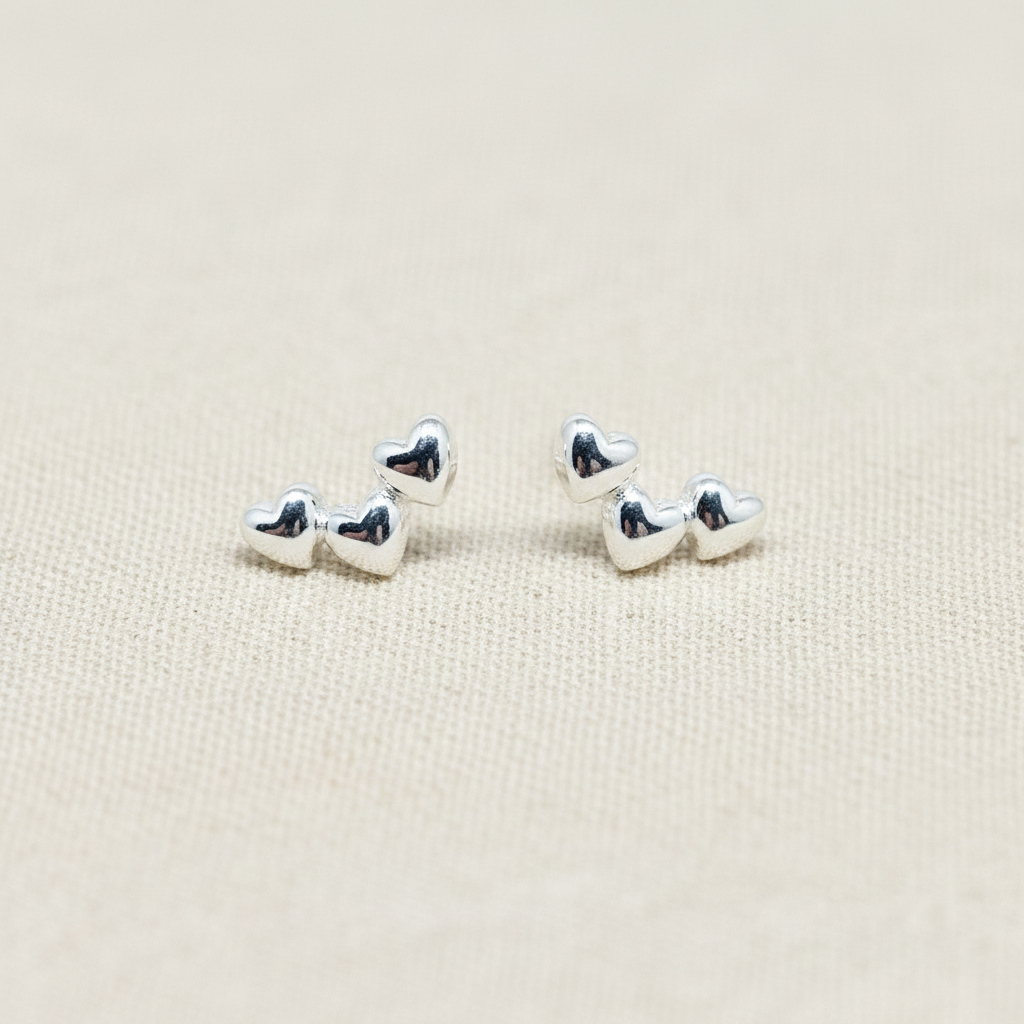 Triple Heart Cluster Stud Earrings - pixi daisy