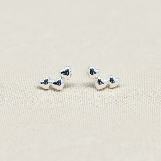 Triple Heart Cluster Stud Earrings - pixi daisy