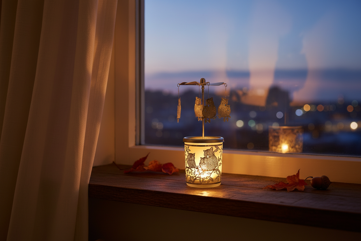 Two Owls Carousel - Windowsill Setting