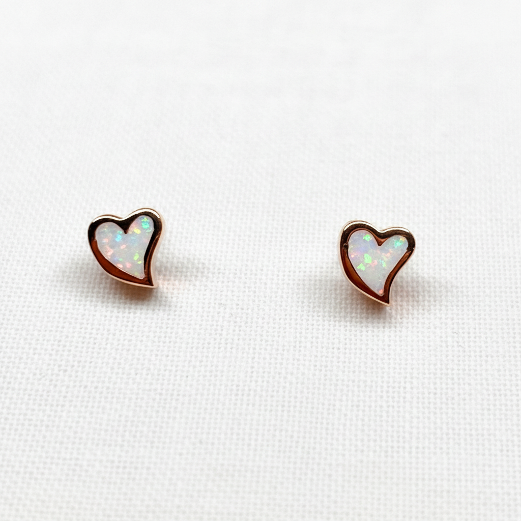 White Opal Heart Earrings from pixi daisy