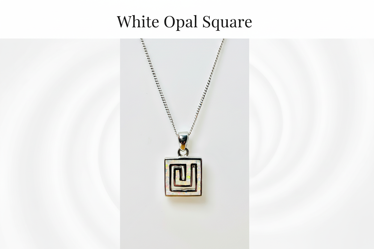 Square white opal pendant from Pixi Daisy