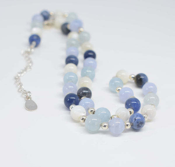 Handmade Mixed Blues Necklace - Pixi Daisy