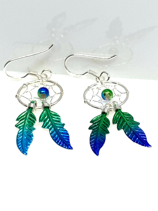 Turquoise & Green Dreamcatcher Earrings - pixi-daisy