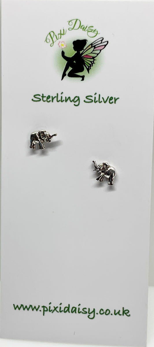 Elephant Sterling Silver Ear Studs - pixi-daisy