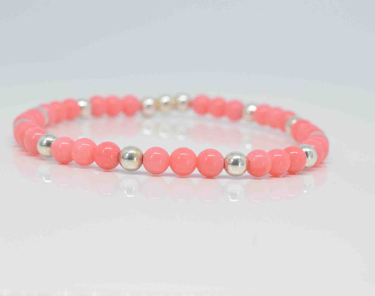 Handmade Coral Stretch Bracelet - Pixi Daisy
