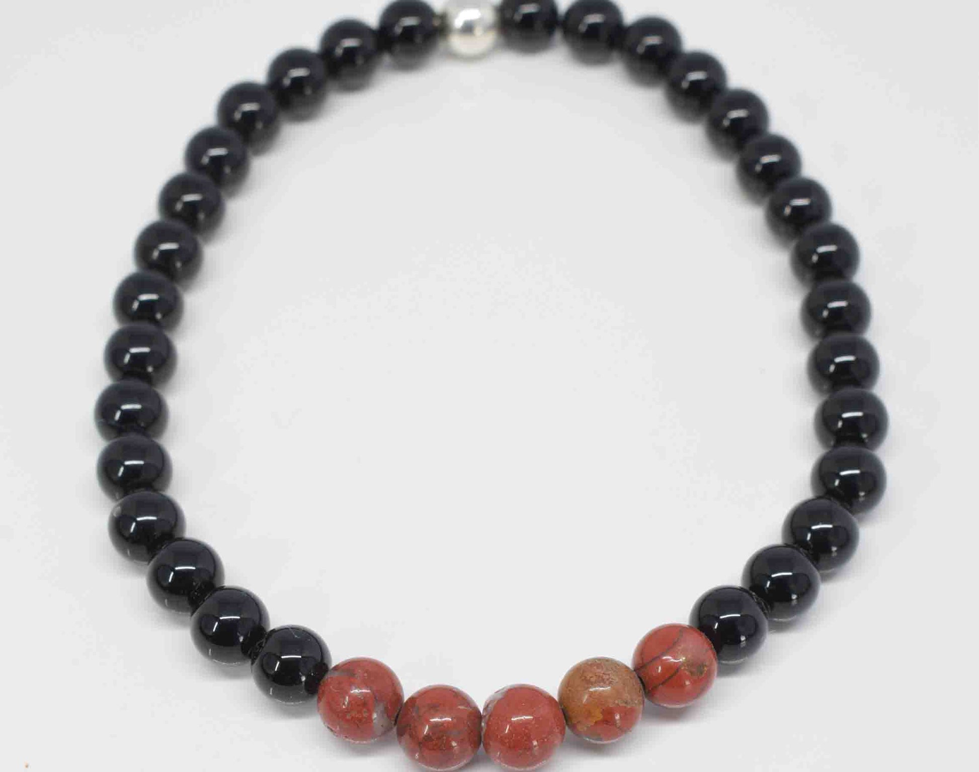 Black Onyx & Red Jasper Men's Stretch Bracelet  - Pixi Daisy