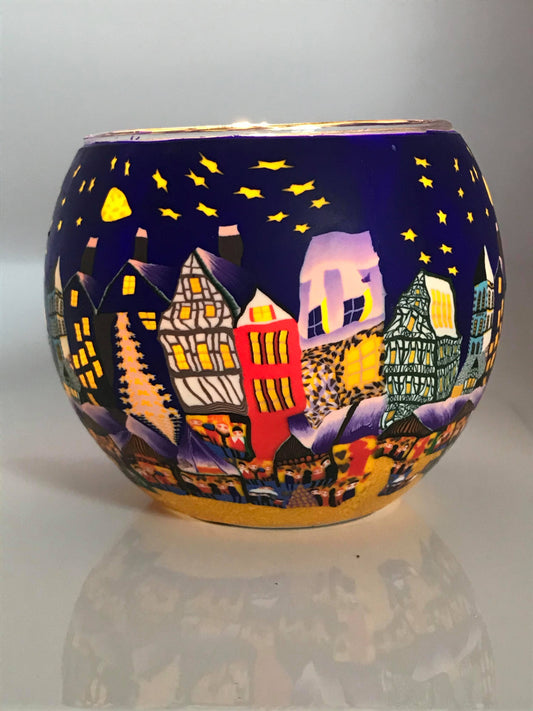 Village Winter Scene - Tea light candle holder from Pixi Daisy