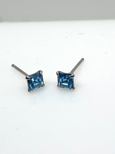 Square Aqua Crystal Ear Studs from Pixi Daisy
