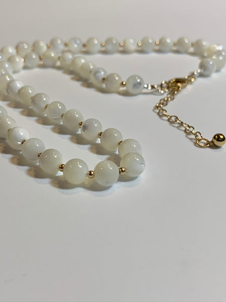 Mother of Pearl with Gold Filled Beads Necklace - pixi-daisy