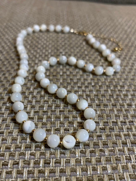 Mother of Pearl with Gold Filled Beads Necklace - pixi-daisy