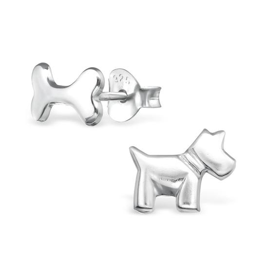 Dog & Bone Sterling Silver Ear Studs - pixi-daisy