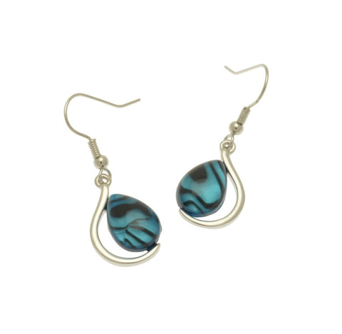 Miss Milly Turquoise & Silver Curved Teardrop Earrings
