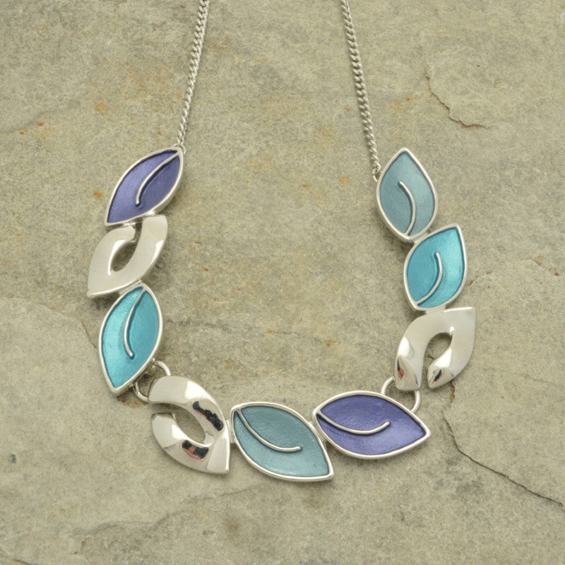 Miss Milly Blue & Turquoise Leaf Necklace from Pixi Daisy