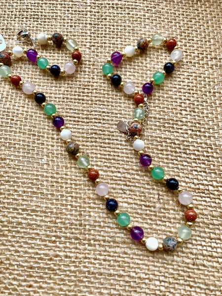 Mixed Semi-precious gem stones with gold filled beads - pixi-daisy