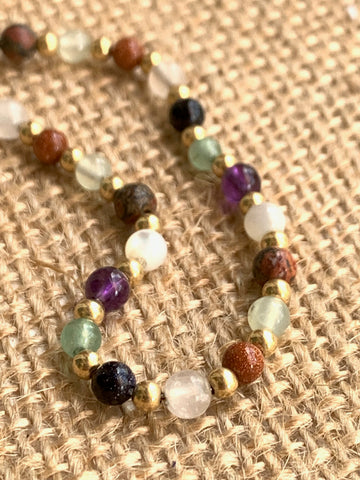 Mixed semi precious stones and Gold Filled Bead Bracelet - pixi-daisy