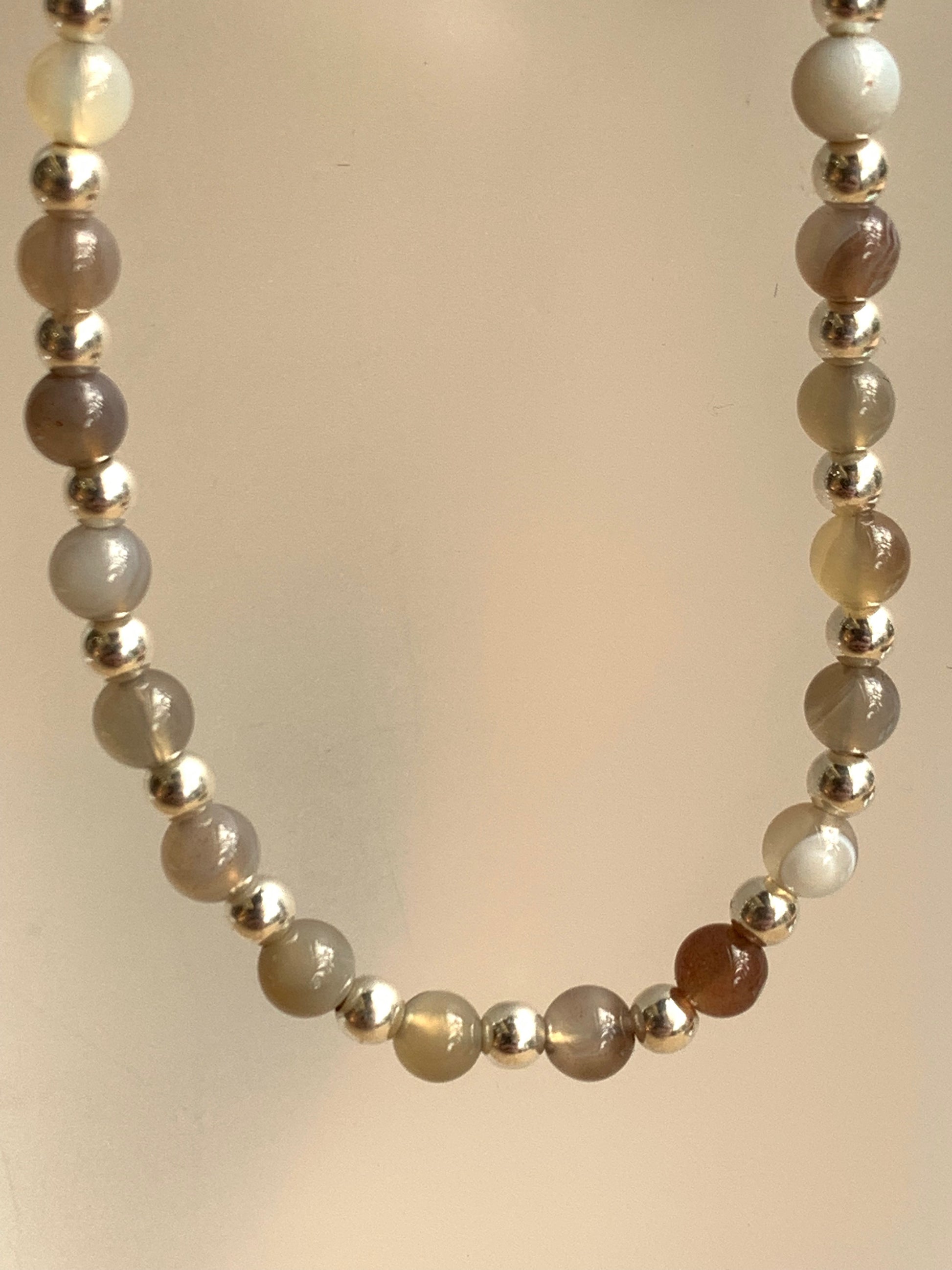Botswana Semi Precious Gem Stone Bracelet on a Sterling Silver Chain - pixi-daisy