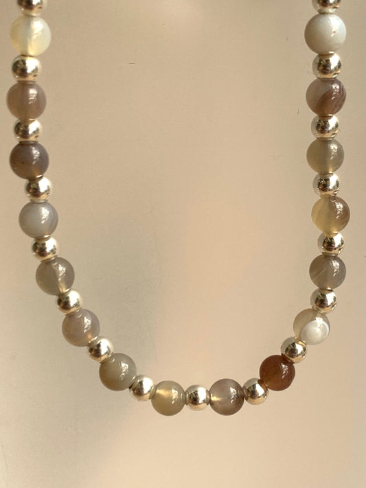 Botswana Semi Precious Gem Stone Bracelet on a Sterling Silver Chain - pixi-daisy
