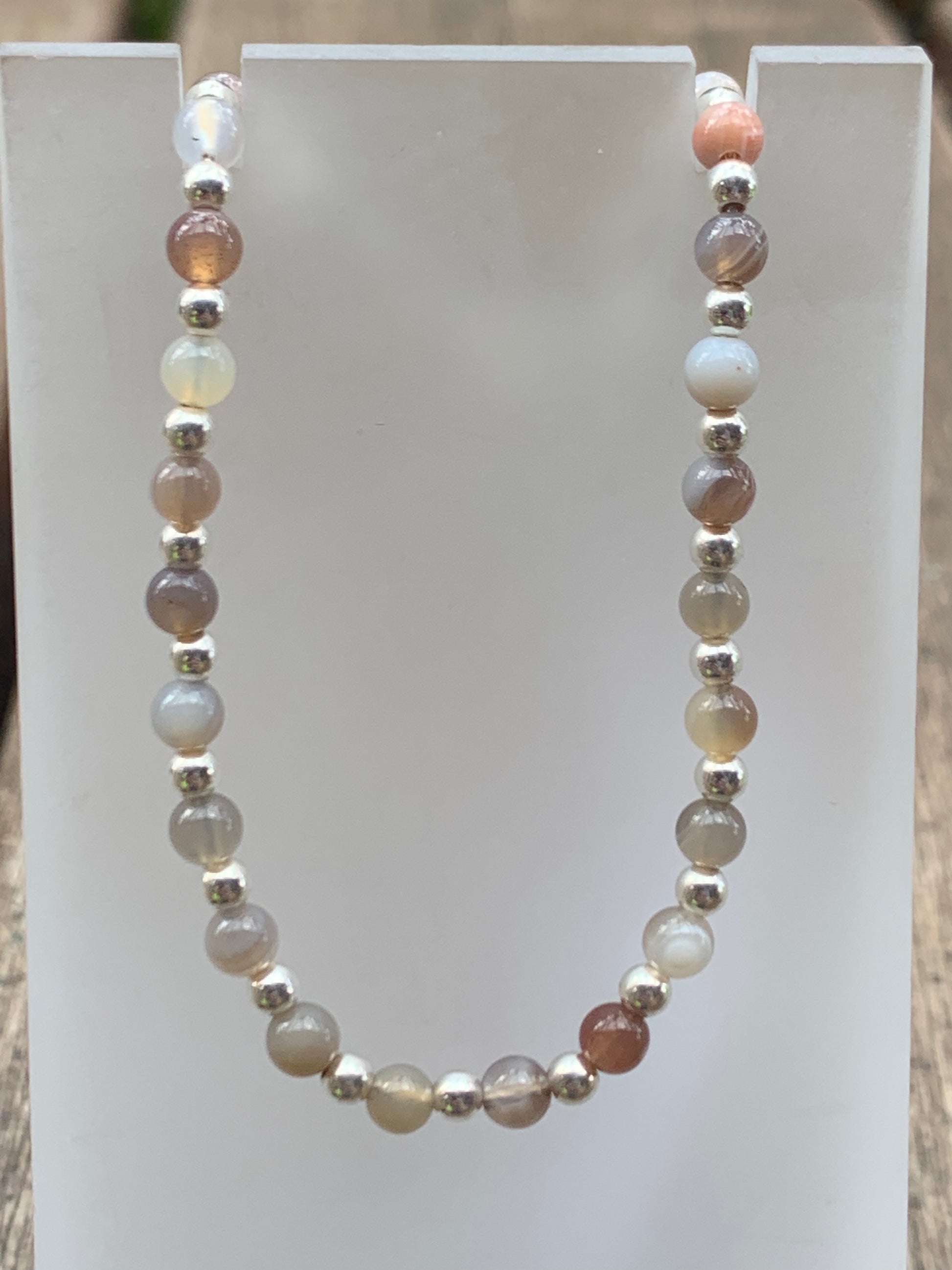 Botswana Semi Precious Gem Stone Bracelet on a Sterling Silver Chain - pixi-daisy