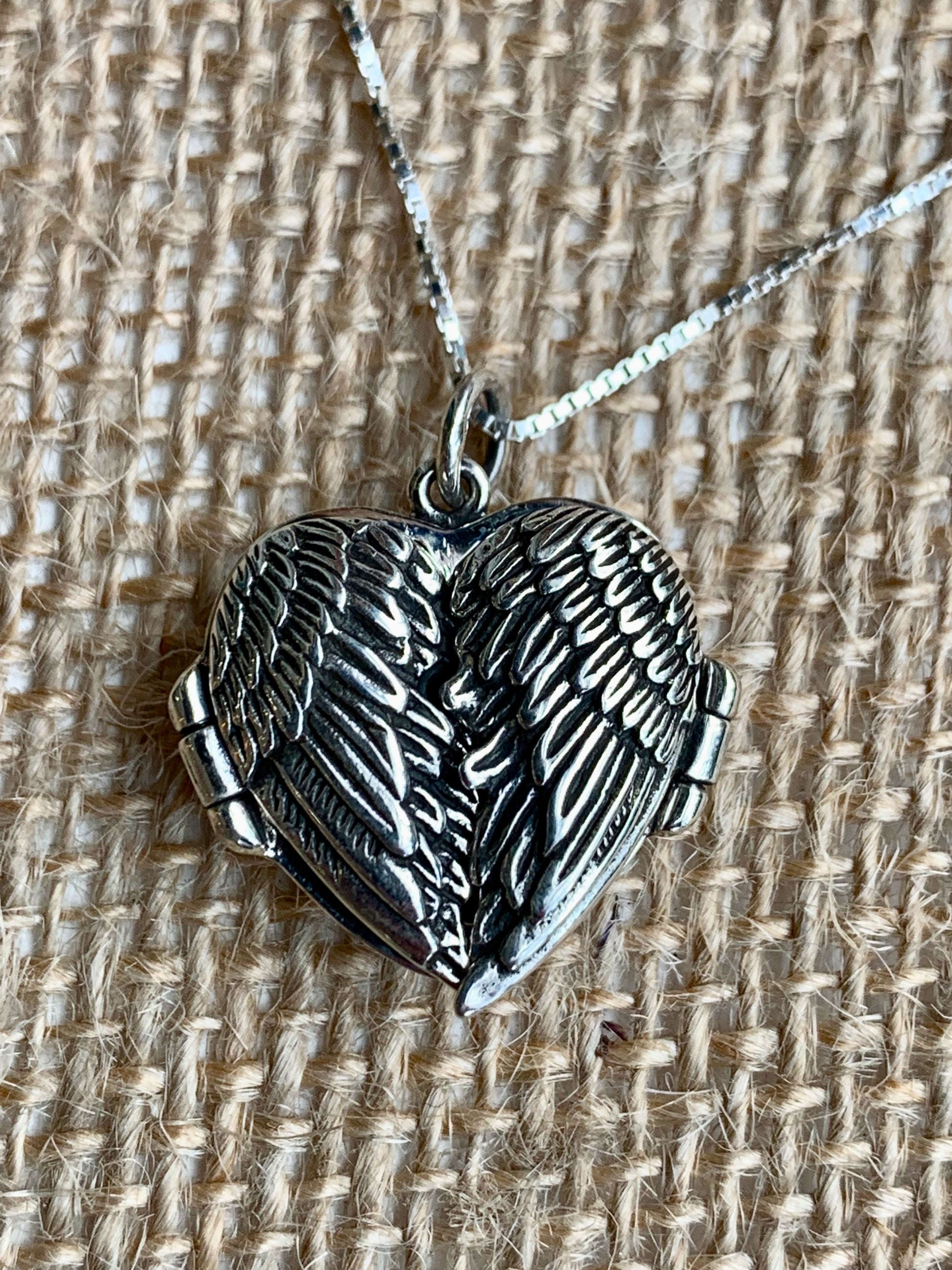 Angel Wing Sterling Silver Locket & Sterling Silver Chain - pixi-daisy