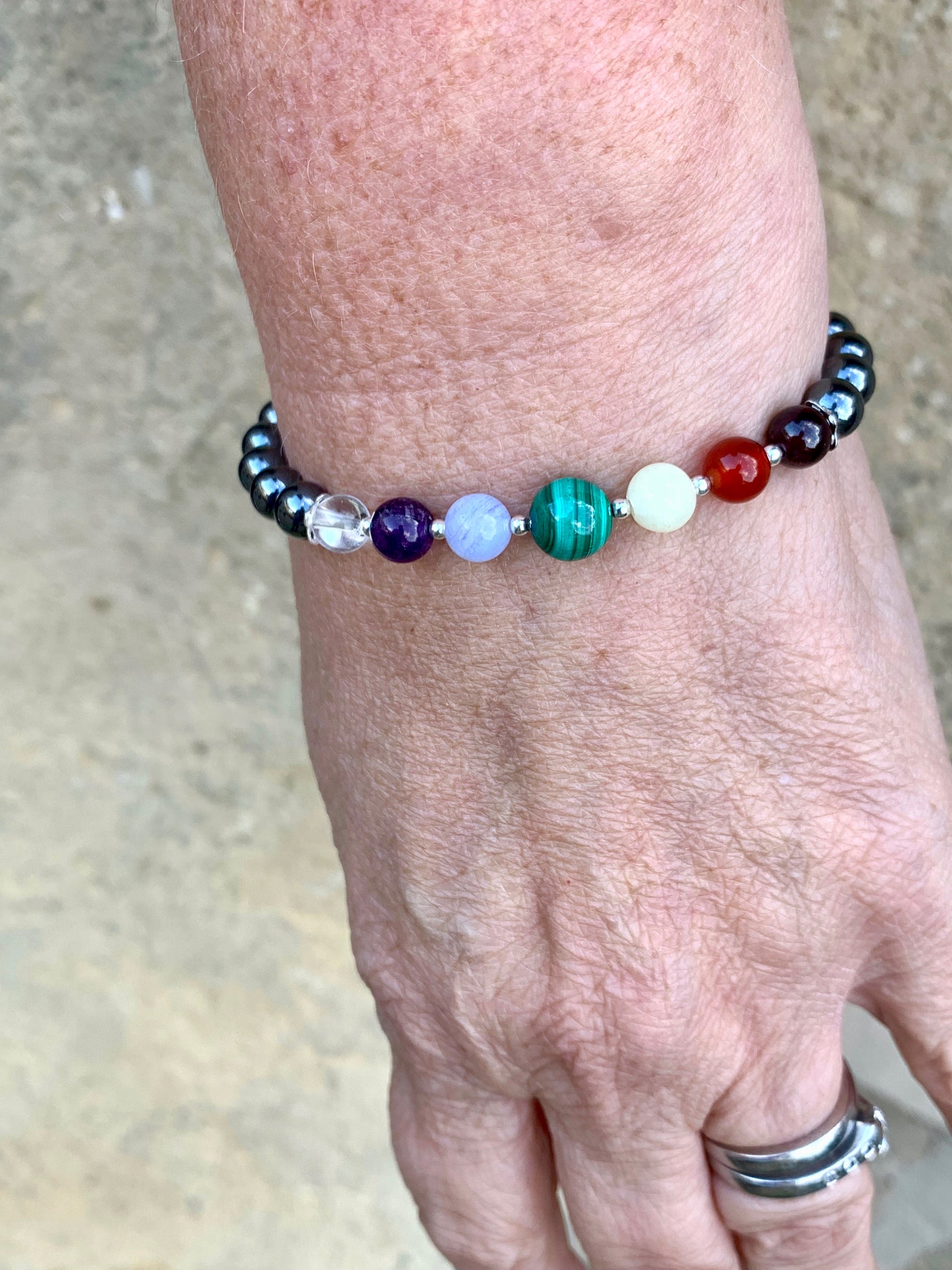 Chakra Semi Precious Gem Stone Stretchy Bracelet - pixi-daisy
