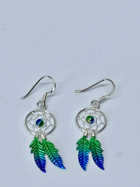 Turquoise & Green Dreamcatcher Earrings - pixi-daisy