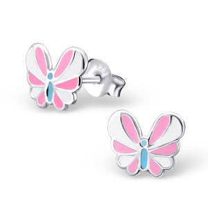 Butterfly - Coloured Sterling Silver Ear Studs - pixi-daisy
