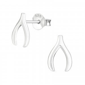 Wishbone Sterling Silver Ear Studs - pixi-daisy