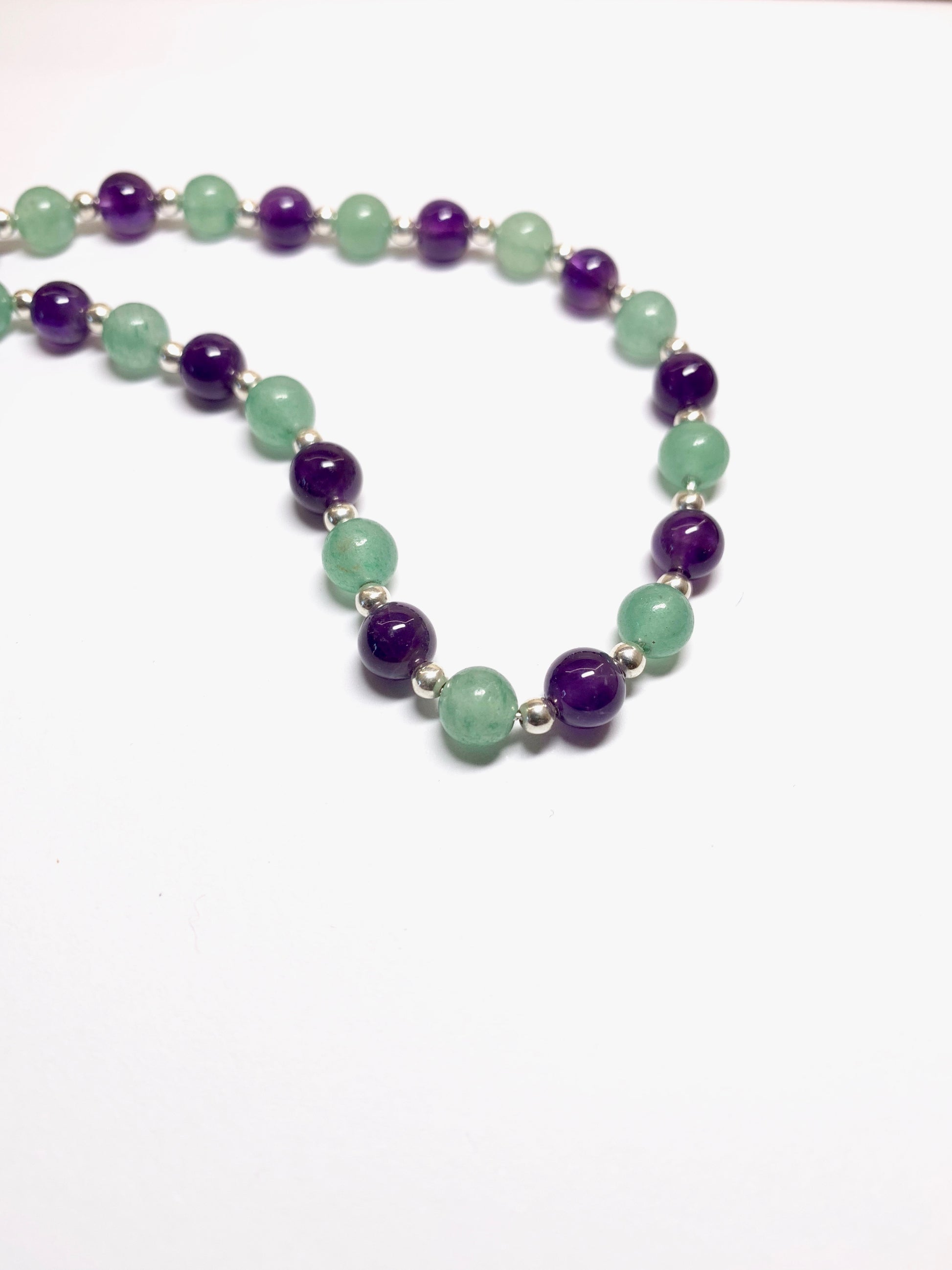 Handmade Amethyst and Adventurine Semi Precious Necklace - pixi-daisy