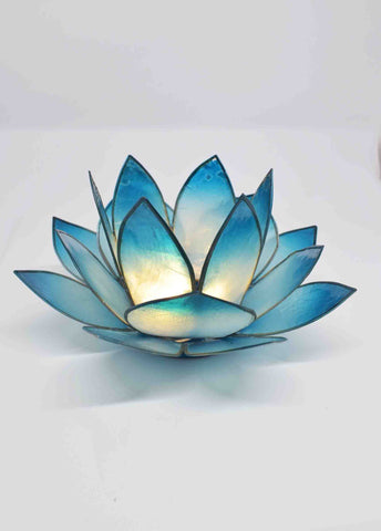 Blue Lotus Flower Tea Light Candle Holder - pixi-daisy