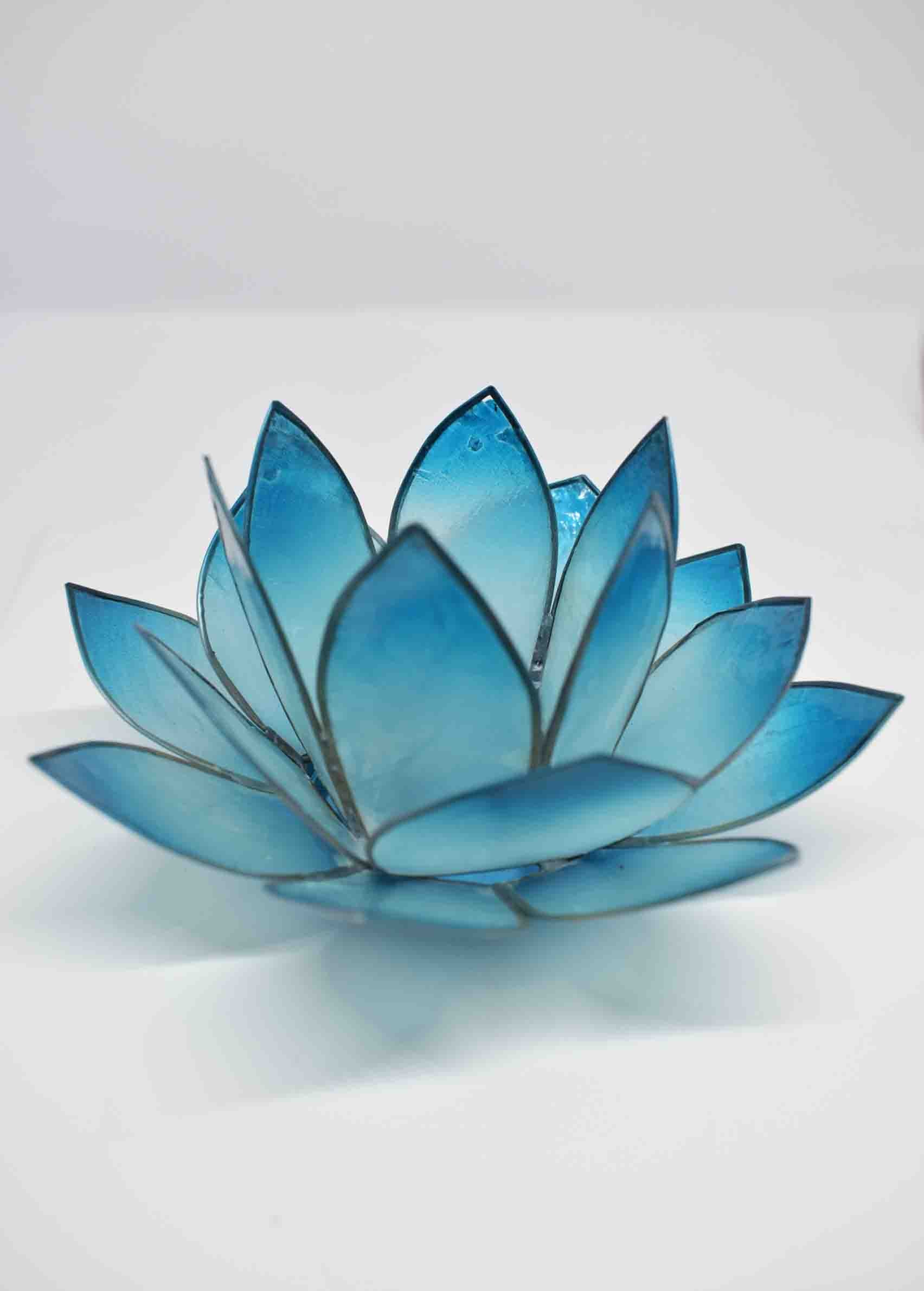 Blue Lotus Flower Tea Light Candle Holder - pixi-daisy