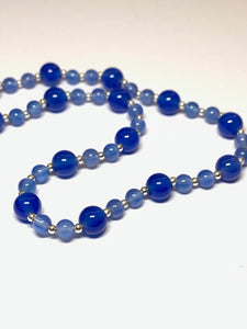 Handmade Blue Onyx with Silver Bead Necklace - pixi-daisy