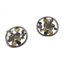 Gold & Grey Disc Clip On Earrings - pixi-daisy