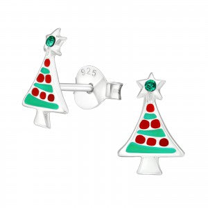 Christmas Tree Sterling Silver Ear Studs - pixi-daisy