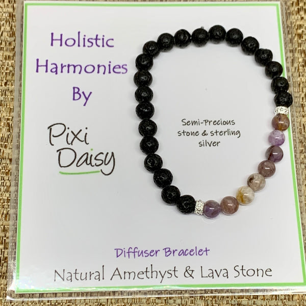 Amethyst & lava stone diffuser Bracelet from Pixi Daisy
