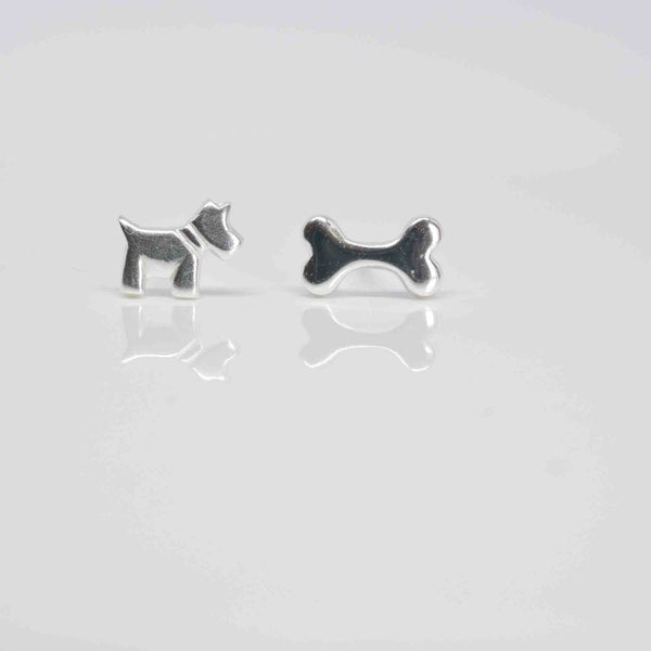 Dog & Bone Silver Ear Studs