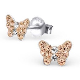 Butterfly Rose Gold Crystal Sterling Silver Stud Earrings - pixi-daisy