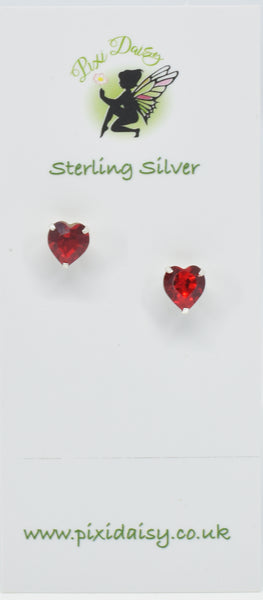 Red Heart Crystal Ear Studs - Pixi Daisy