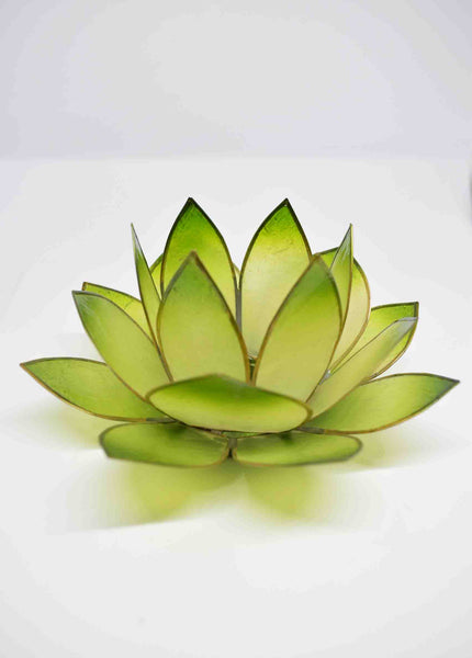 Lime Green Lotus Flower Tea Light Candle Holder - pixi-daisy