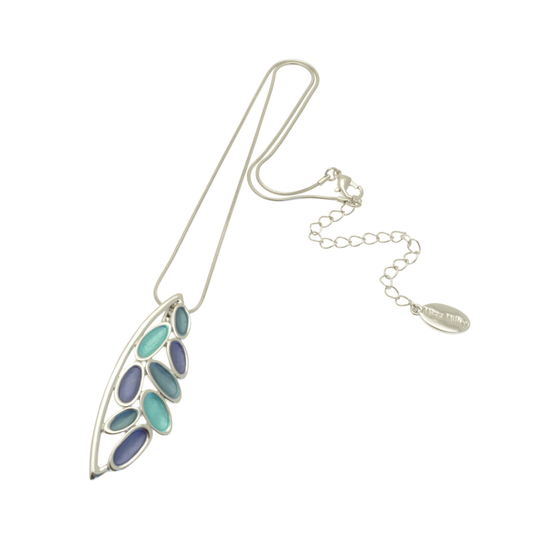 Miss Milly Blue & Silver Drop Leaf Pendant from Pixi Daisy