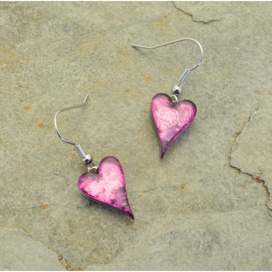 Miss Milly Raspberry Heart Earrings