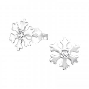 Snowflake Sterling Silver Ear Studs - pixi-daisy