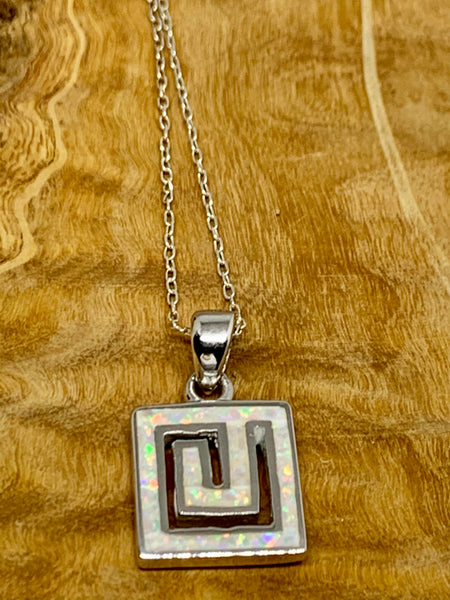 Square White Opal Pendant from Pixi Daisy